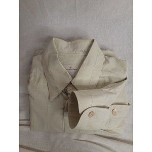 Ermenegildo Zegna Dress Shirt Cotton Tan Checkered S